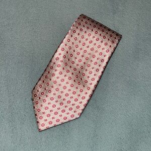 Lanvin Pink with Cream Dots & Diamonds Silk Tie | Made in France